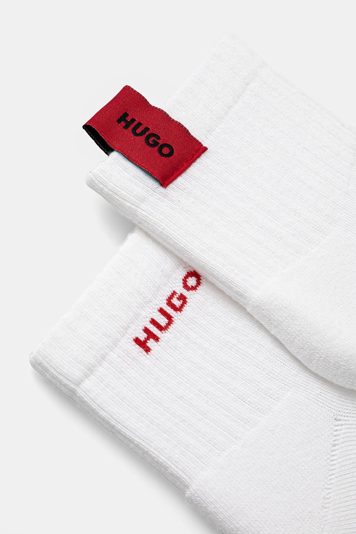 HUGO skarpetki bawełniane 2-pack 2P SH WOVEN LABEL CC 50531469 biały SS25