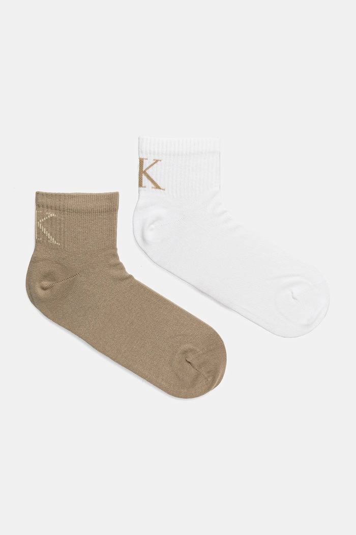 Calvin Klein Jeans skarpetki 2-pack drobny wzór beżowy 701231392