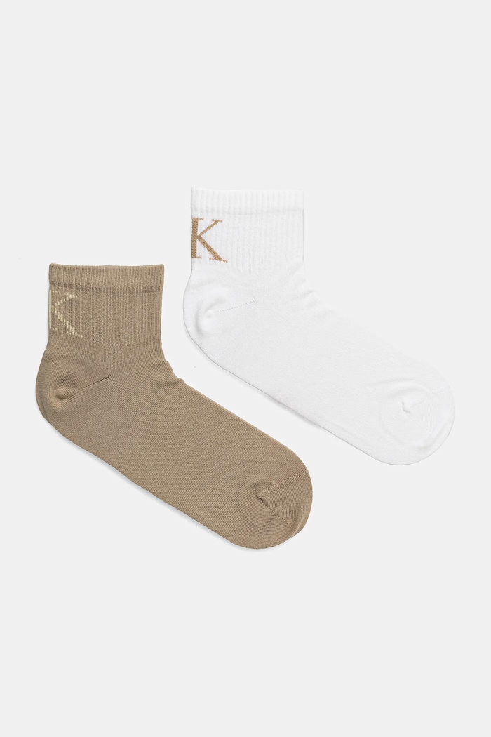 Calvin Klein Jeans skarpetki 2-pack drobny wzór beżowy 701231392