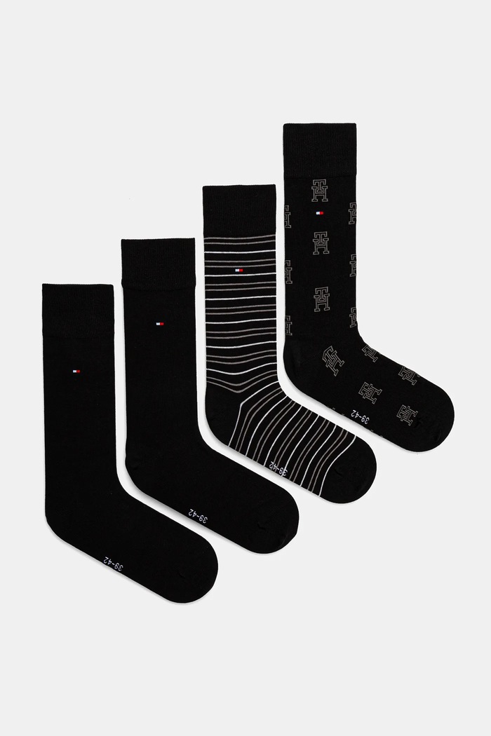 Κάλτσες Tommy Hilfiger 4-pack ψηλές κάλτσες μαύρο 701232605
