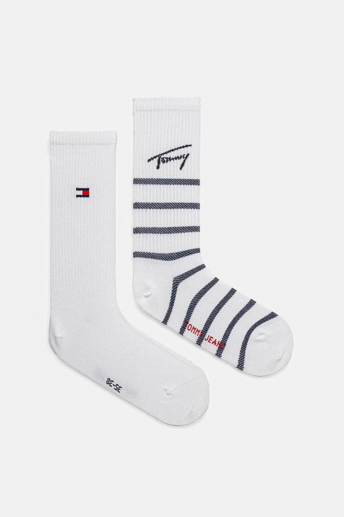 Tommy Jeans skarpetki 2-pack drobny wzór biały 701232876