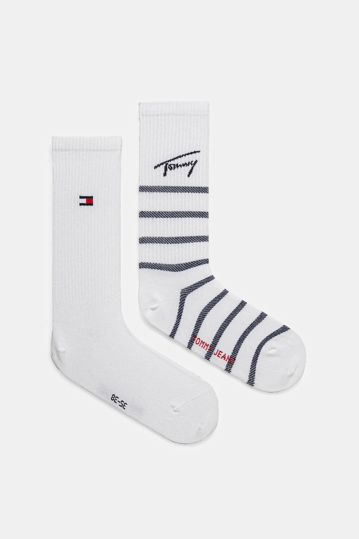 Tommy Jeans skarpetki 2-pack drobny wzór biały 701232876