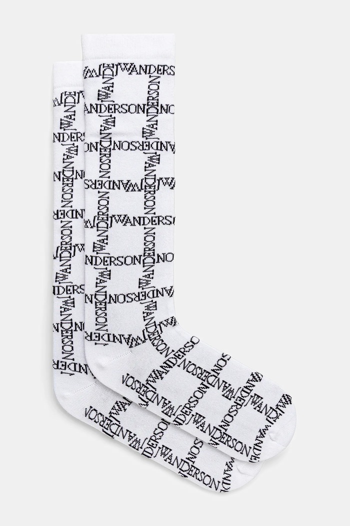Ponožky JW Anderson Logo Grid Long dlhé ponožky biela KW1034.YN0273.903