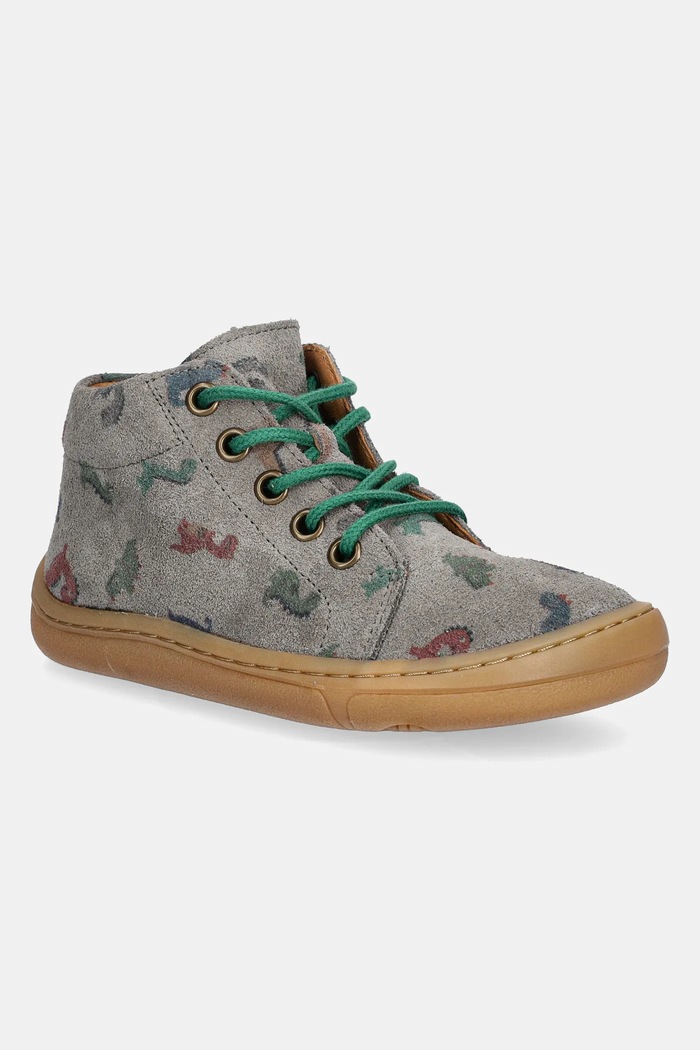 Froddo pantofi din piele intoarsa pentru copii BAREFOOT FIRST STEP LACES Planet friendly gri G2130325.B.25.27