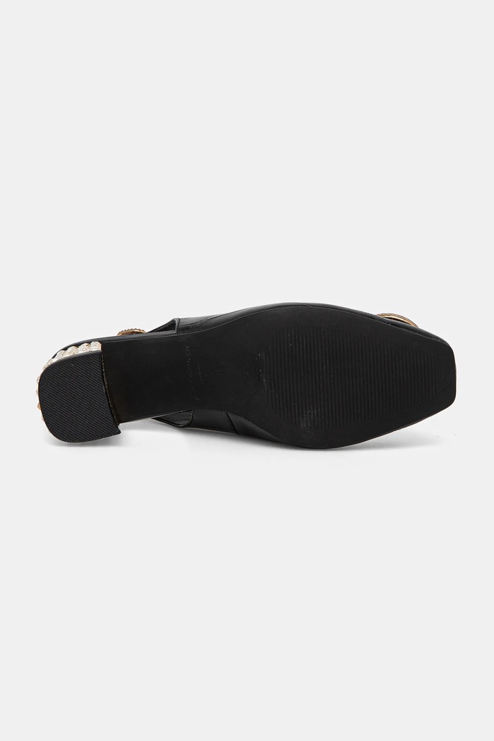 Kurt Geiger London czółenka skórzane Chelsea Block Slingback 3415000189.BLACK czarny
