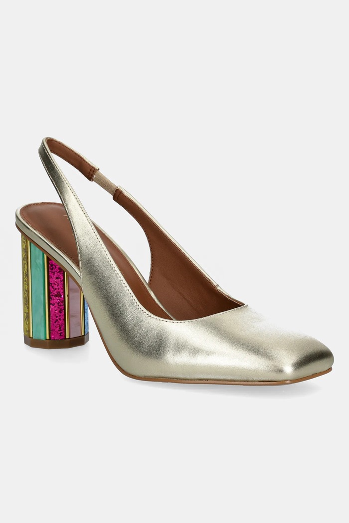 Kožne salonke Kurt Geiger London Perspex Heel Sling široka potpetica zlatna 3968561109.GOLD