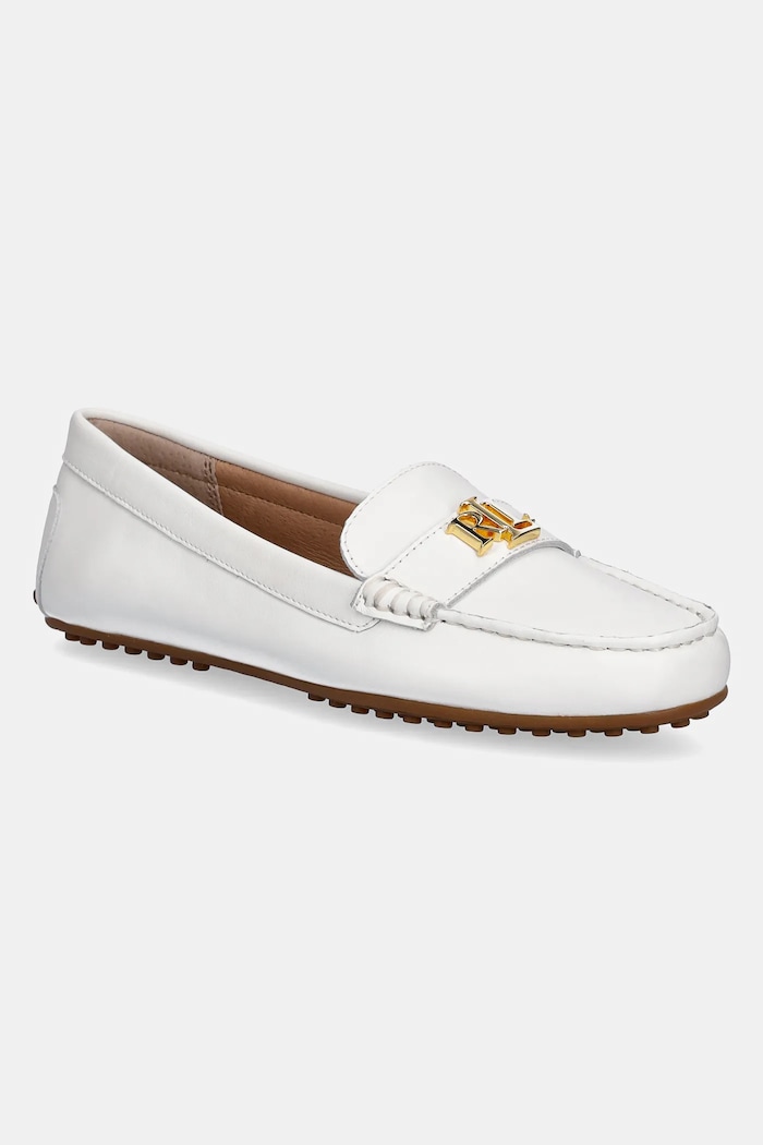 Lauren Ralph Lauren mokasyny skórzane Barnsbury płaski biały 802852847024.100