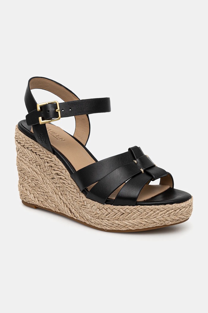 Kožené sandály Lauren Ralph Lauren Soffia Espdr přírodní kůže černá 802953961002.001