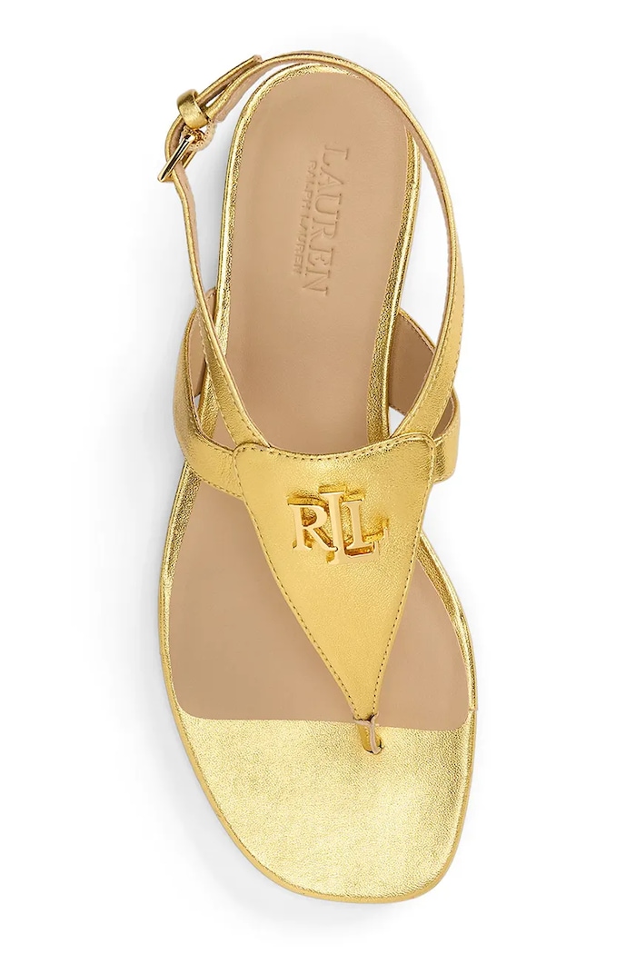 Încălțăminte Lauren Ralph Lauren sandale de piele Everley 802959147001.710 aur