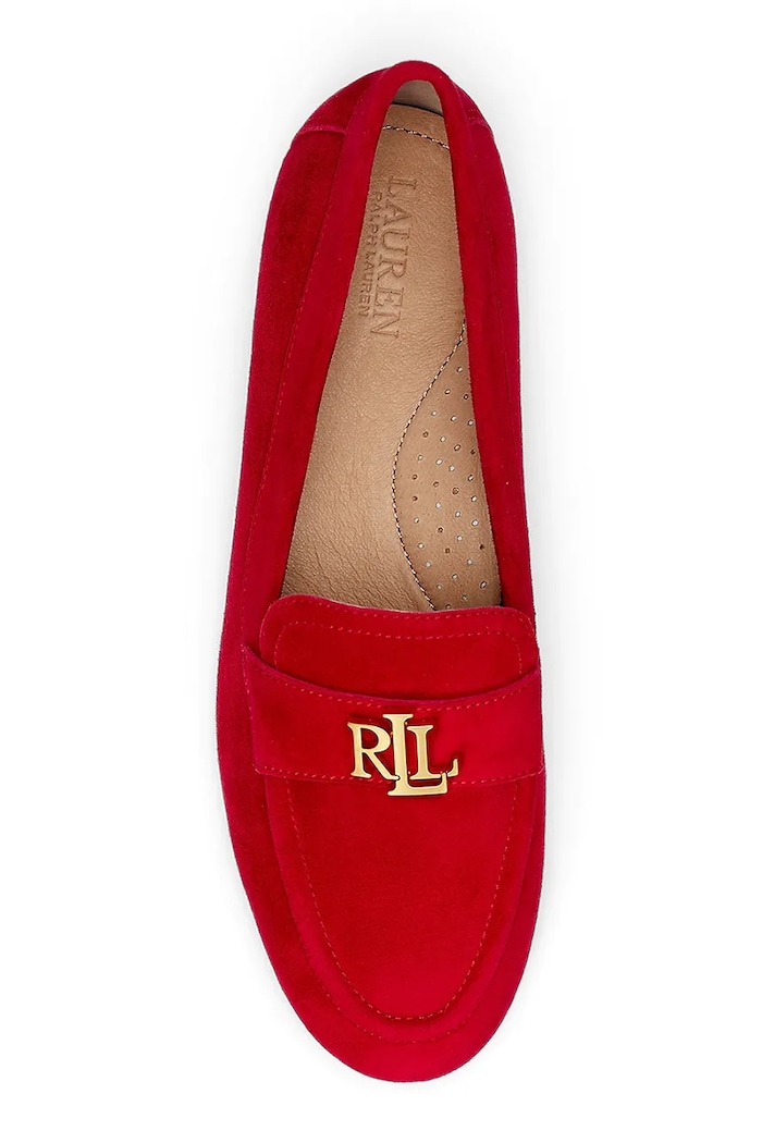 Scarpe Lauren Ralph Lauren mocassini da donna in scamoscio Averi III 802946809006.600 rosso