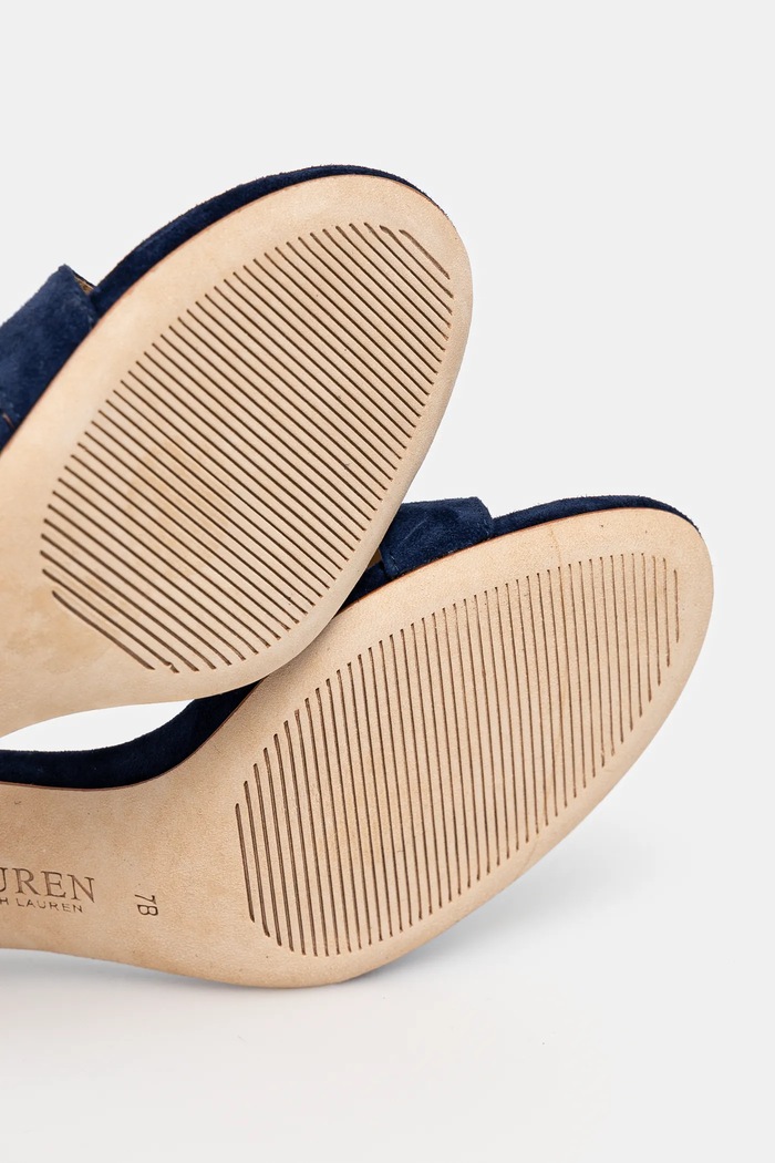 Lauren Ralph Lauren sandały zamszowe Allie Mid 802959175002.410 granatowy