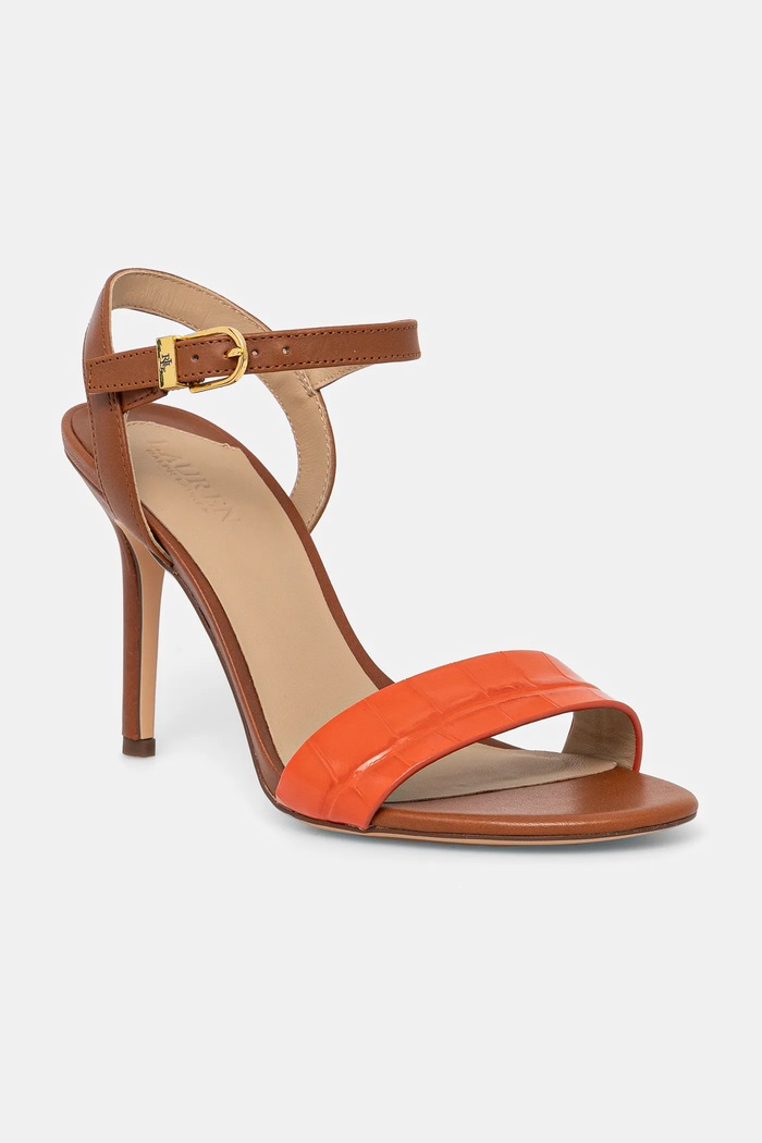 Δερμάτινα πέδιλα Lauren Ralph Lauren Gwen στιλέτο πορτοκαλί 802962183001.200
