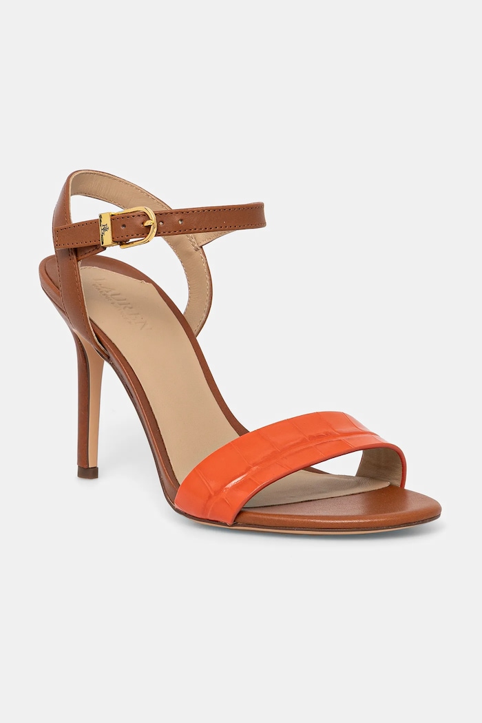 Δερμάτινα πέδιλα Lauren Ralph Lauren Gwen στιλέτο πορτοκαλί 802962183001.200