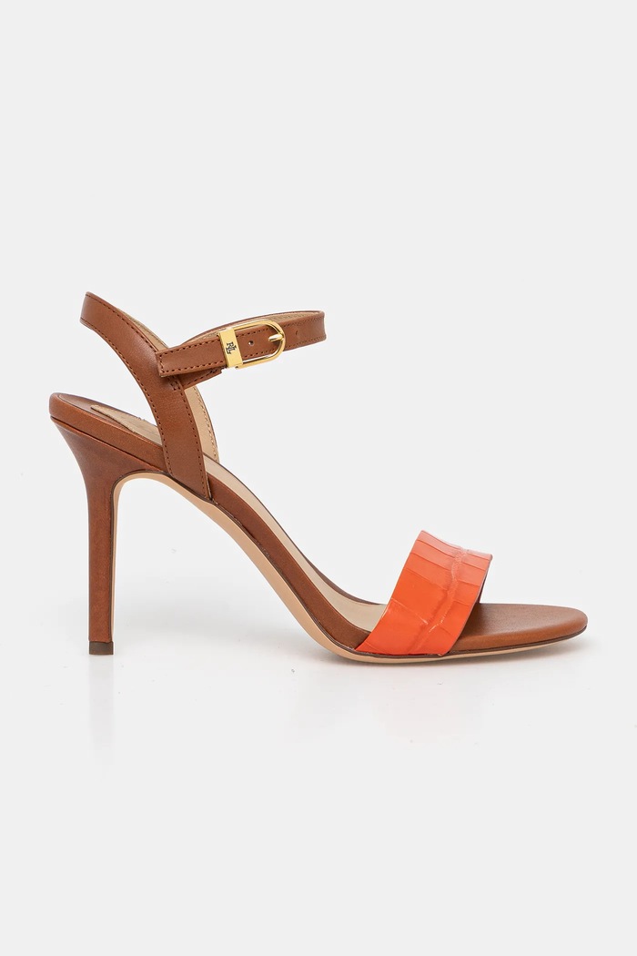 Δερμάτινα πέδιλα Lauren Ralph Lauren Gwen 802962183001.200 πορτοκαλί SS25