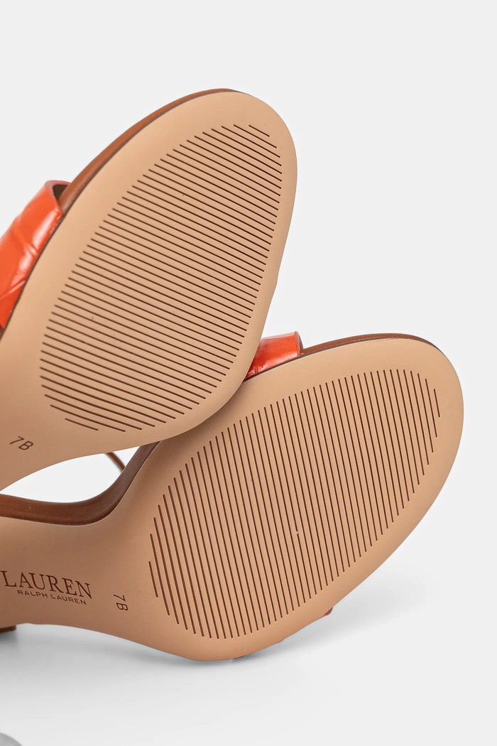 Δερμάτινα πέδιλα Lauren Ralph Lauren Gwen 802962183001.200 πορτοκαλί