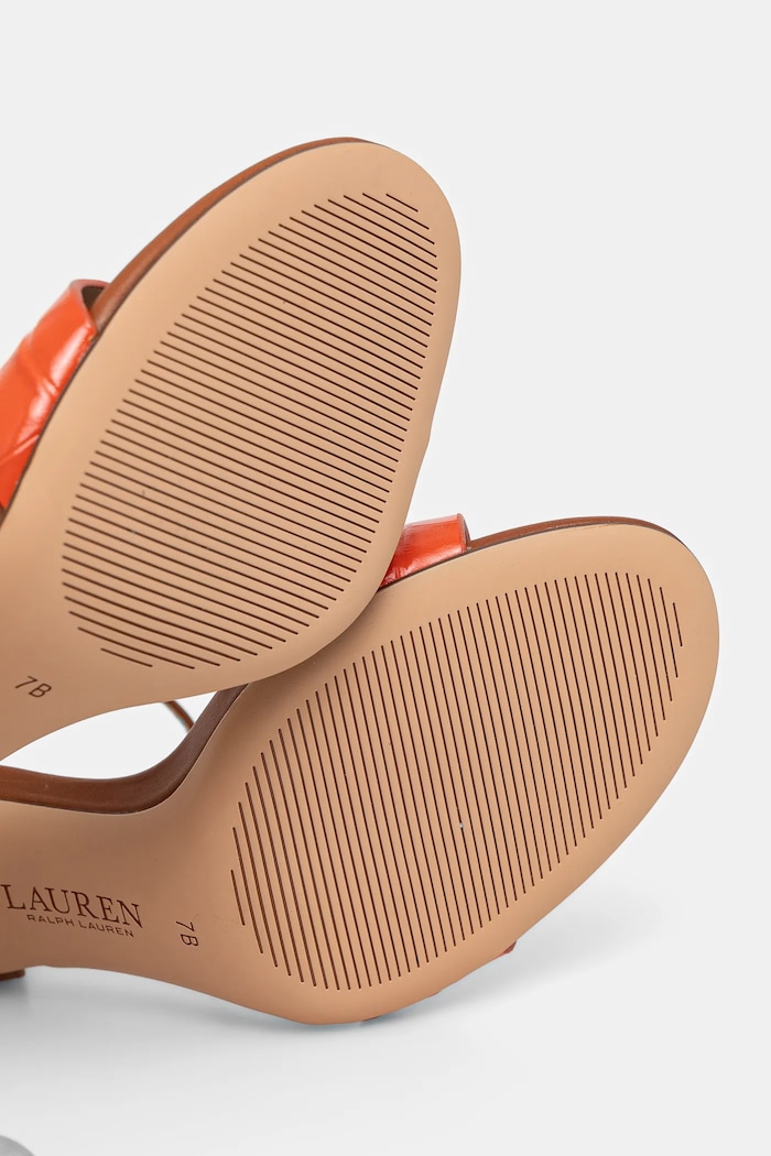 Δερμάτινα πέδιλα Lauren Ralph Lauren Gwen 802962183001.200 πορτοκαλί