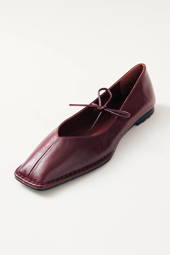 Alohas baleriny skórzane Sway S00191.16 bordowy SS26