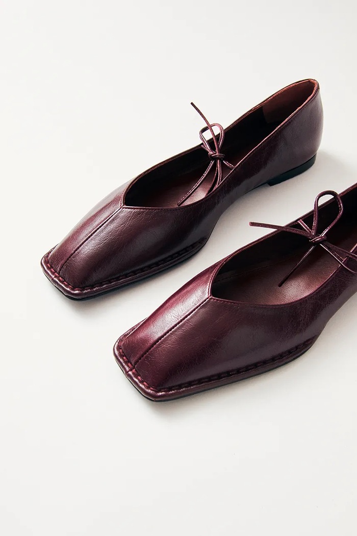 Alohas baleriny skórzane Sway bordowy S00191.16