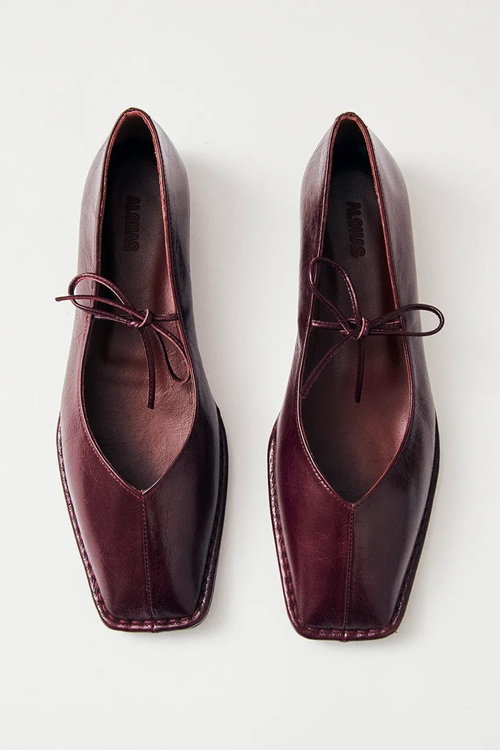 Alohas baleriny skórzane Sway S00191.16 bordowy