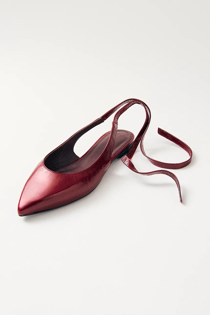 Alohas baleriny skórzane Ribbon S100773.01 bordowy SS25