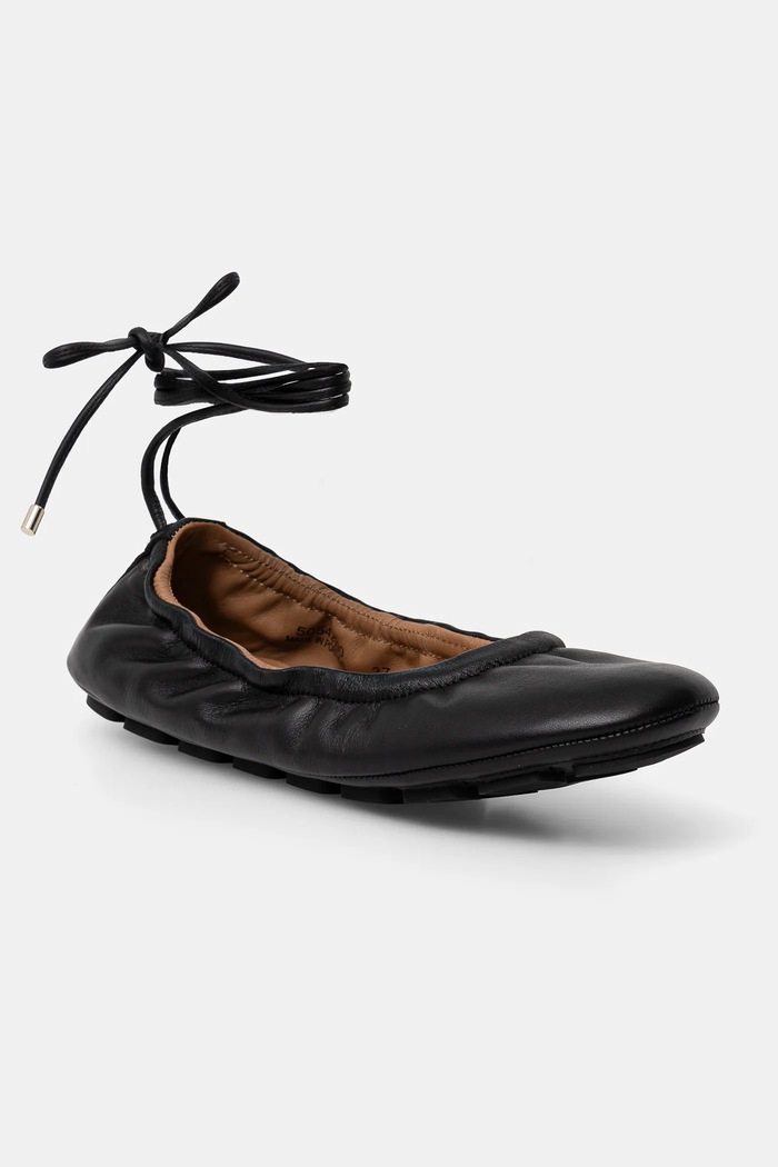 Кожени балеринки BOSS Roxanne 50542390.001 черен SS25