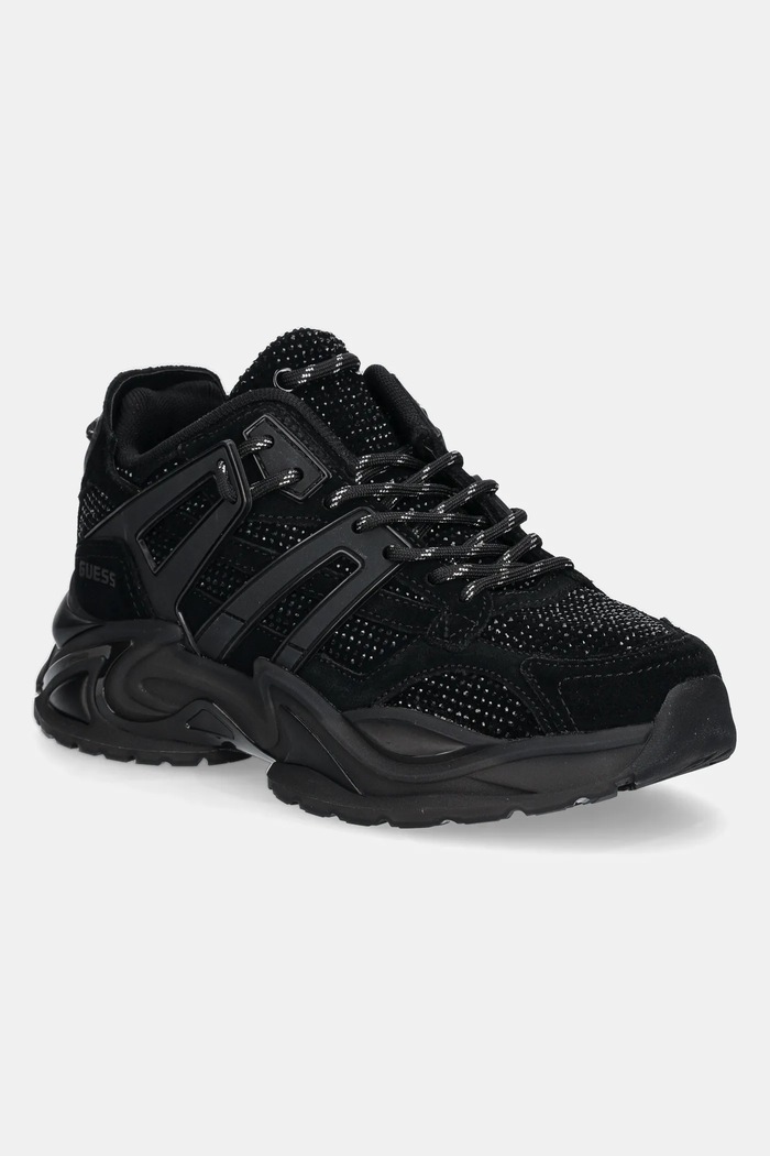 Велурени маратонки Guess BELLUNA платформа черен FLPBLL.SUE12.BLACK