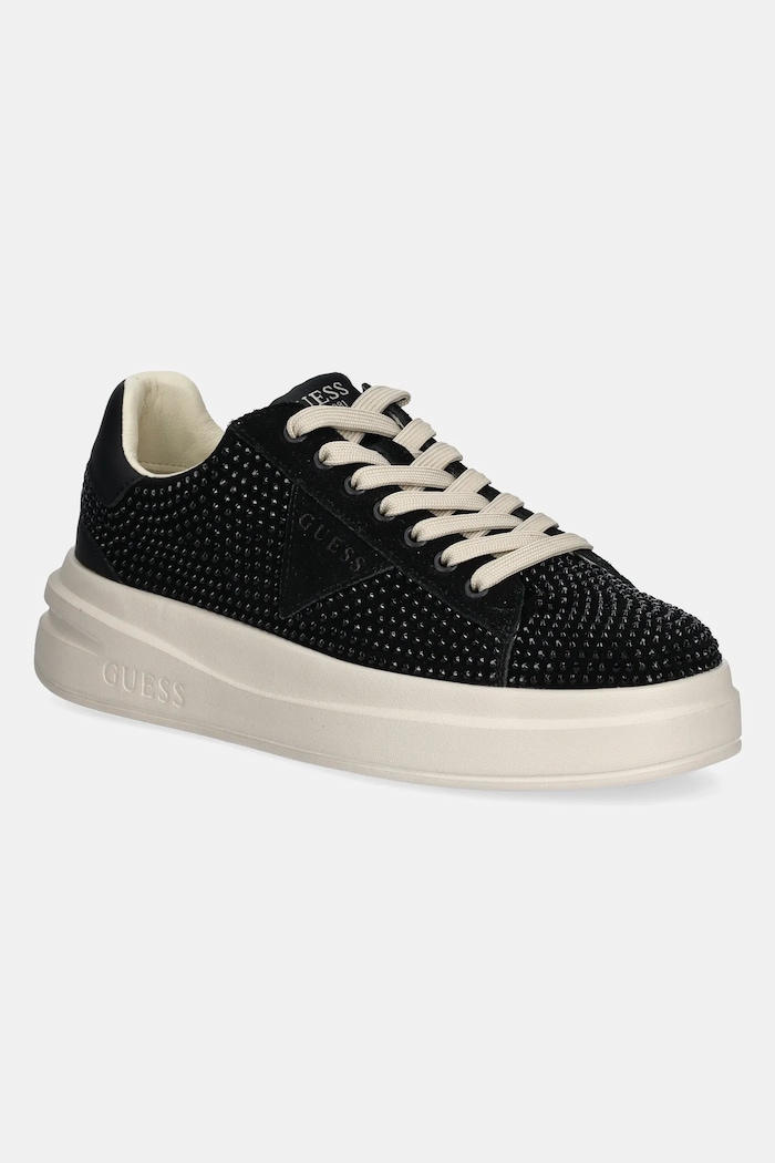Guess sneakersy skórzane ELBINA platforma czarny FLPELB.SUE12.BLACK