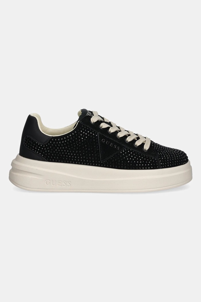 Guess sneakersy skórzane ELBINA FLPELB.SUE12.BLACK czarny SS25