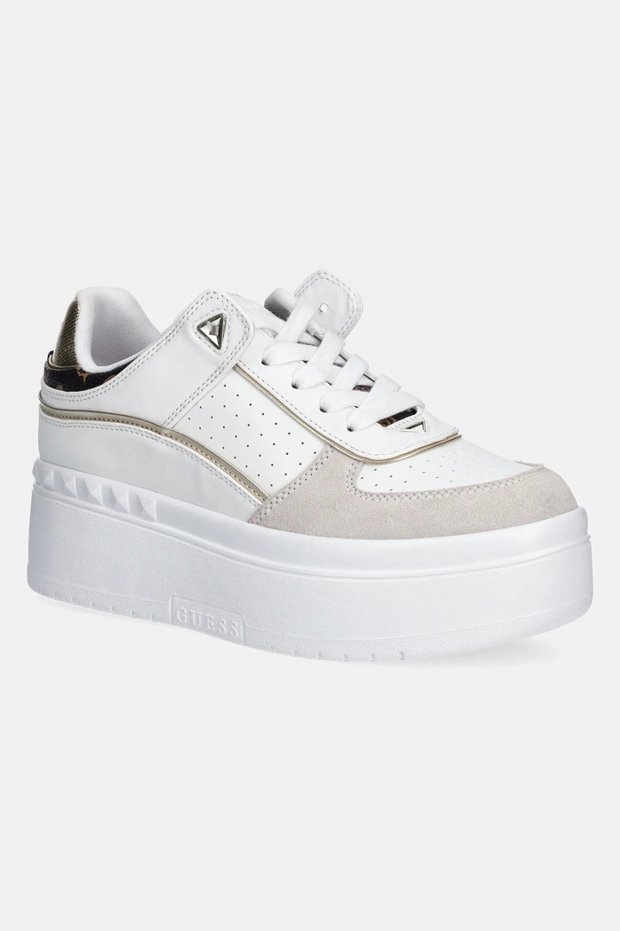 Tenisky Guess RIDGEE semišová kůže bílá FLPRID.PEL12.WHITE
