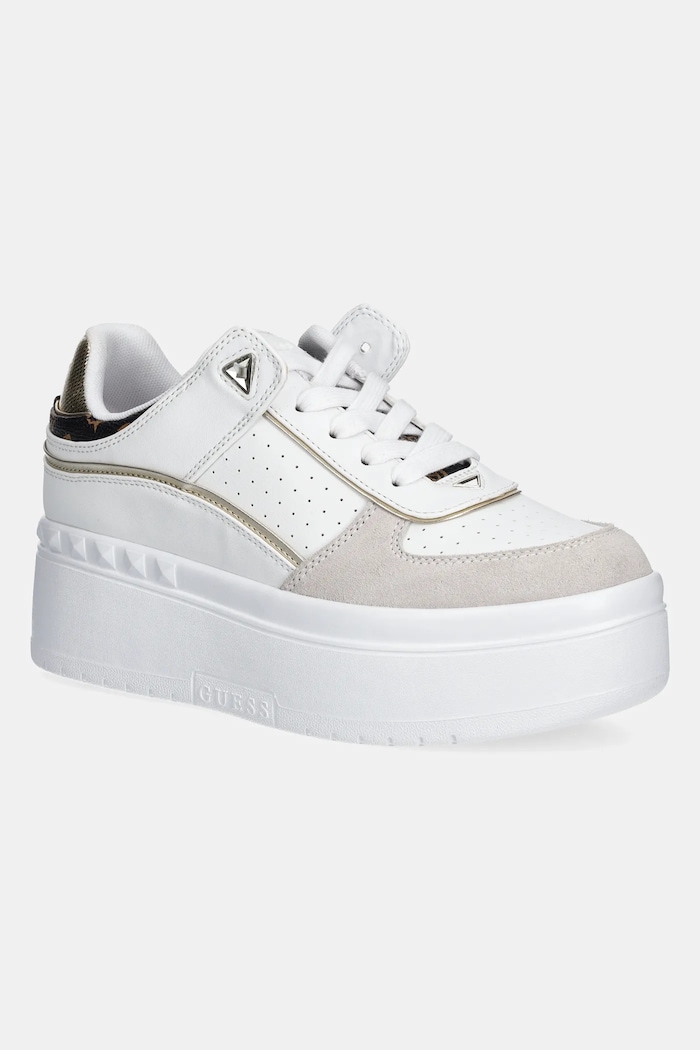 Tenisky Guess RIDGEE semišová kůže bílá FLPRID.PEL12.WHITE