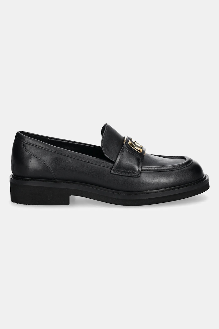 Guess mocasini de piele SHUTTLE FLPSHU.LEA14.BLACK negru SS25