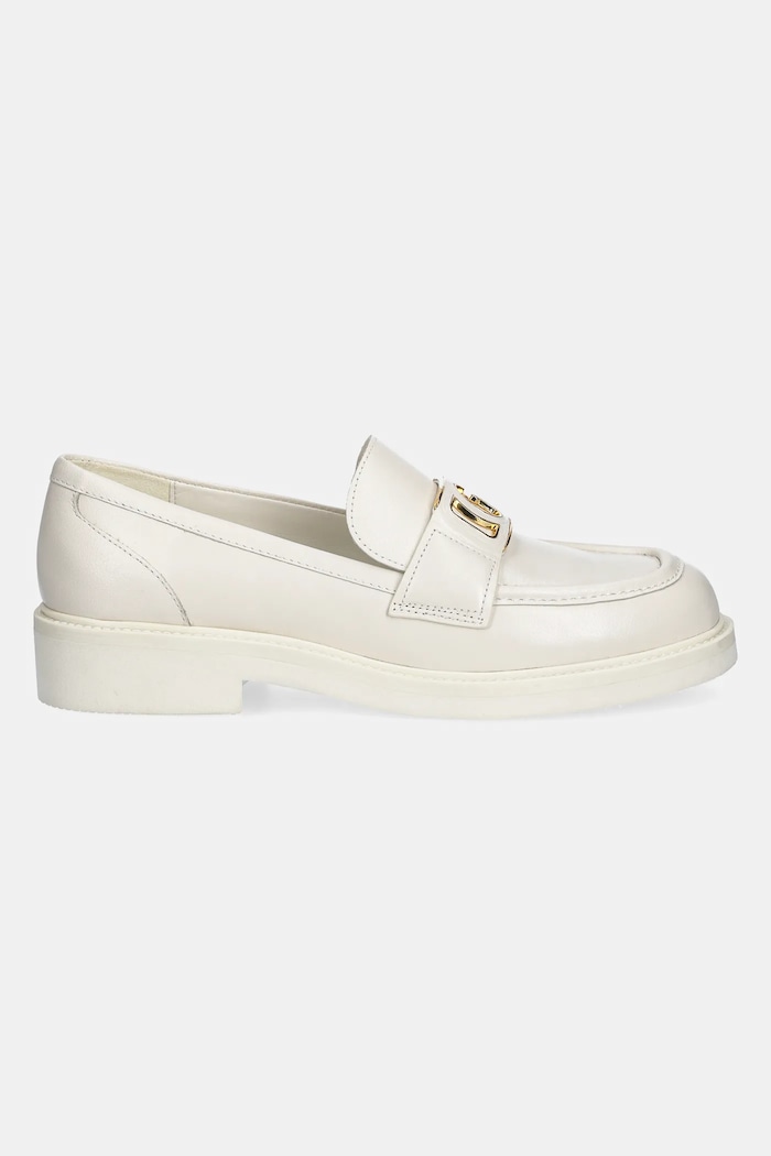 Guess mokasyny skórzane SHUTTLE FLPSHU.LEA14.IVORY beżowy SS25
