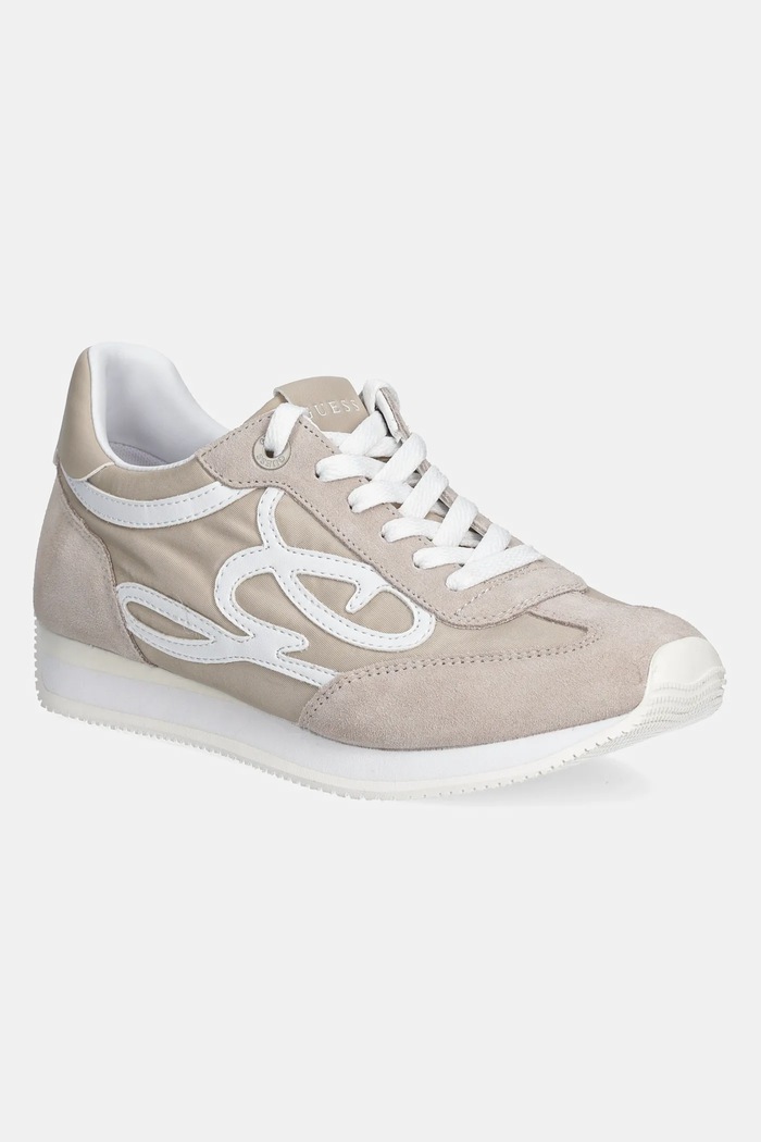 Sneakers Guess SKROLL απομίμηση λείου δέρματος μπεζ FLPSKR.SUE12.BEIGE