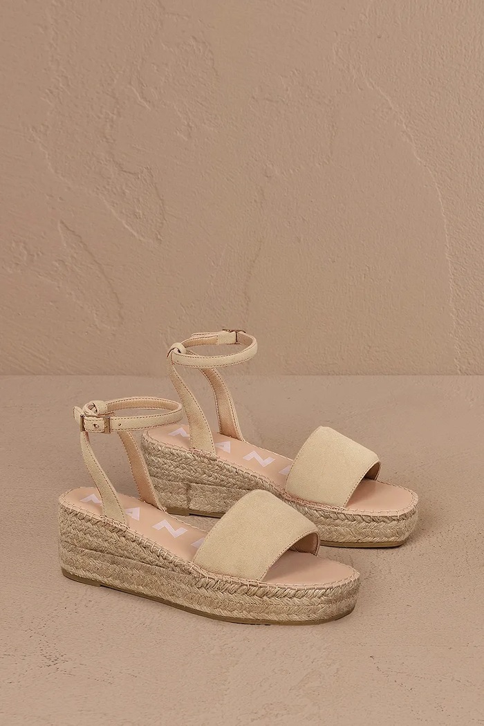 Manebi sandale din piele întoarsă Platforms With Strap coturn bej M.1.1.WJ