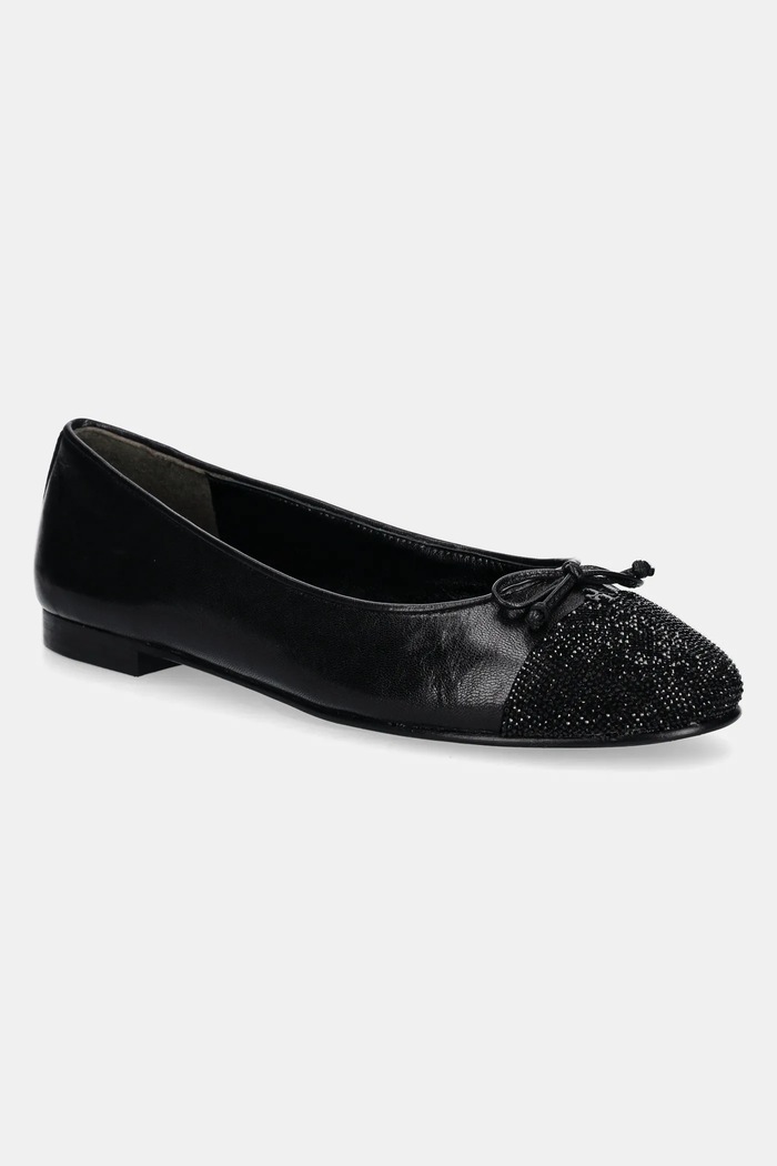 Kožené balerínky Tory Burch Cap-Toe Pave Ballet čierna 166214.004