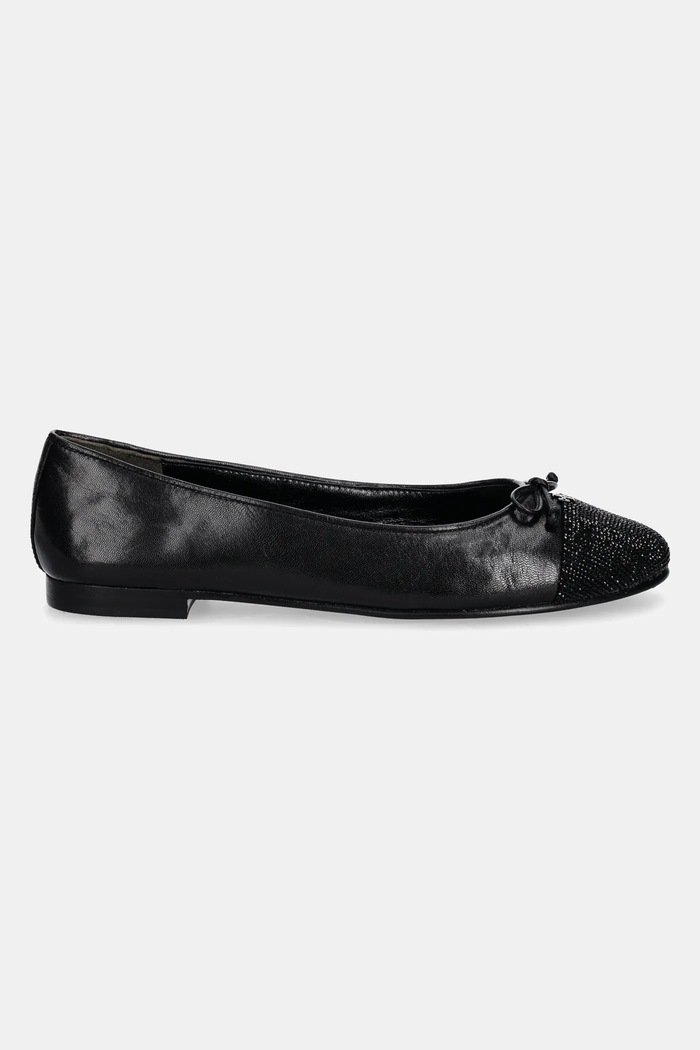 Kožené balerínky Tory Burch Cap-Toe Pave Ballet 166214.004 čierna SS25