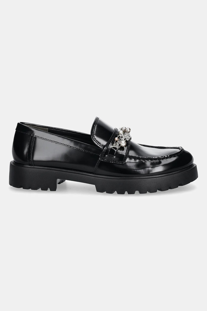 Кожени мокасини Tory Burch Classic Embellished Lug Loafer 165828.006 черен SS25