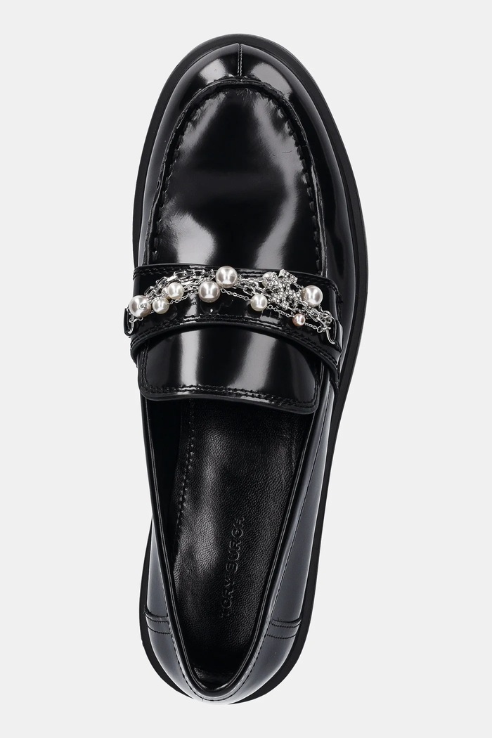 Кожени мокасини Tory Burch Classic Embellished Lug Loafer черен 165828.006