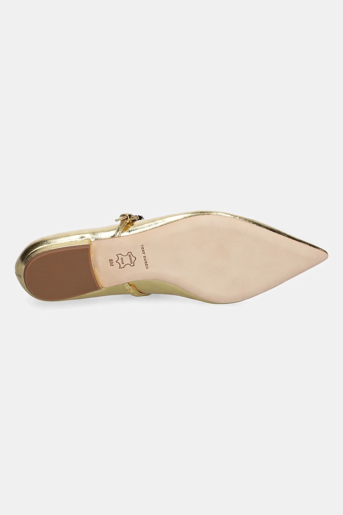 Kožené balerínky Tory Burch Double T Buckle Mary Jane 166038.723 zlatá