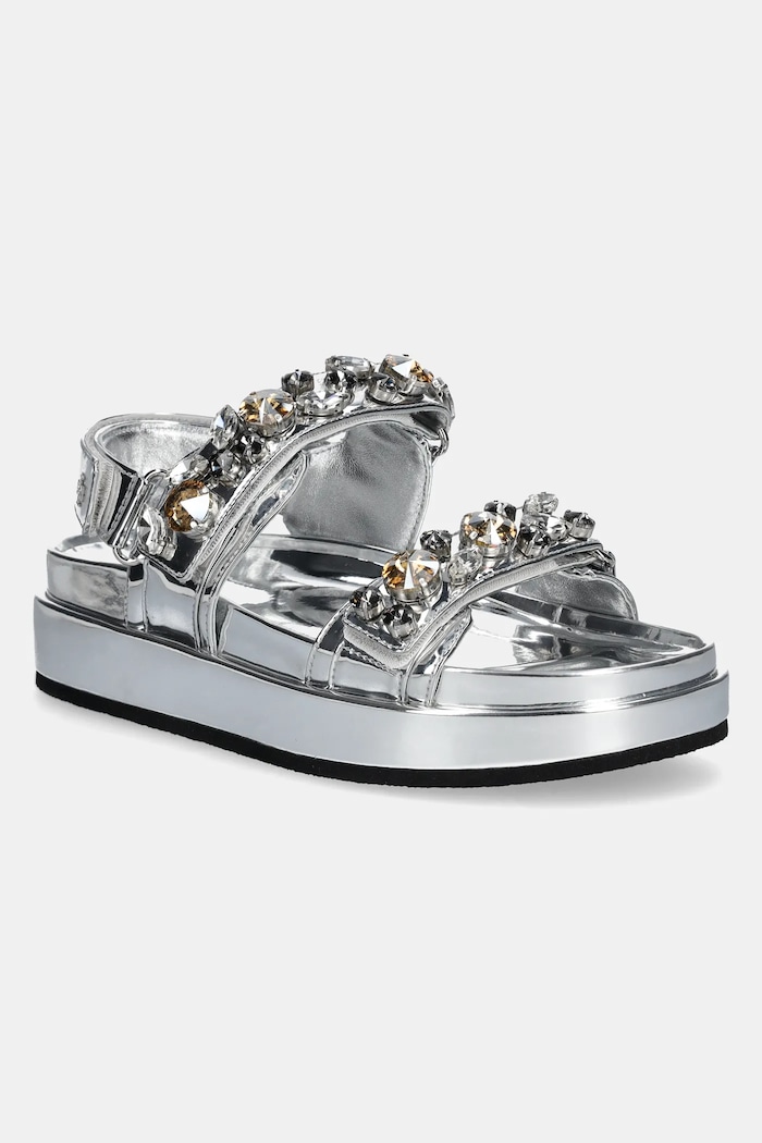 Sandále Tory Burch Kira Embellished Sport Sandal platforma strieborná 164798.020