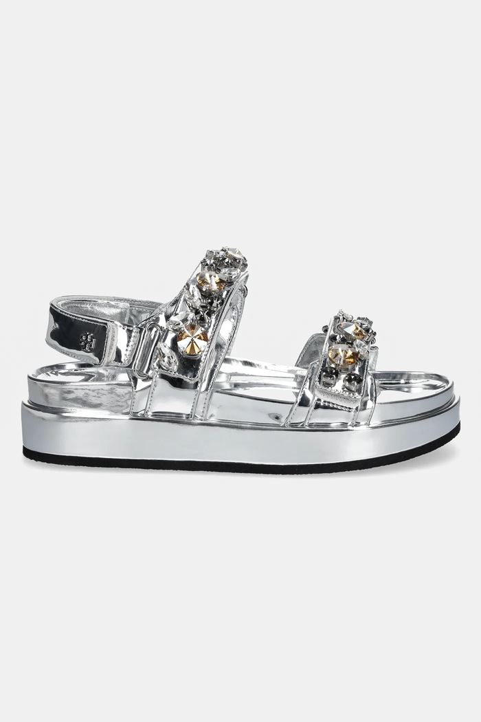 Sandále Tory Burch Kira Embellished Sport Sandal 164798.020 strieborná SS25