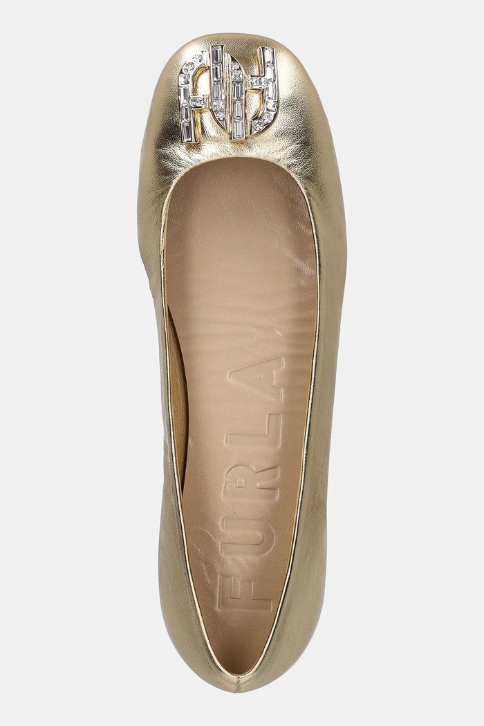 Δερμάτινες μπαλαρίνες Furla Ballet Ballerina χρυσαφί YJ02BAL.5R0000.2613S