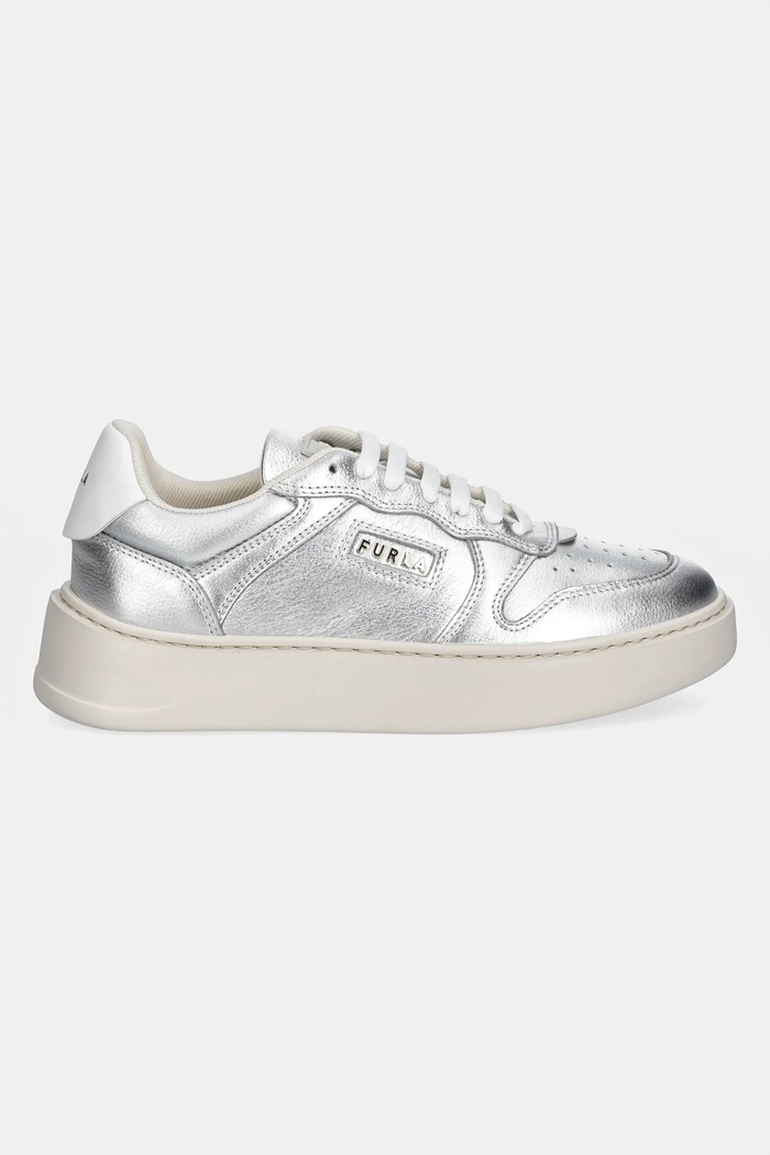 Кожени маратонки Furla Sport Lace-Up Sneaker YJ17SPT.BX3714.P3300 сребърен SS25
