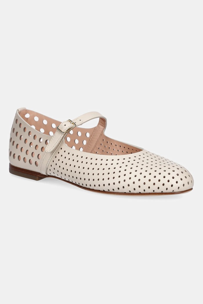 Kožené baleríny AGL Milly Pierced potažená kůže béžová D544039PCSOFTY0119