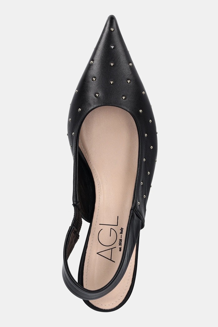 Kožené lodičky AGL Lenor S Studs čierna D167022PCKS0573656