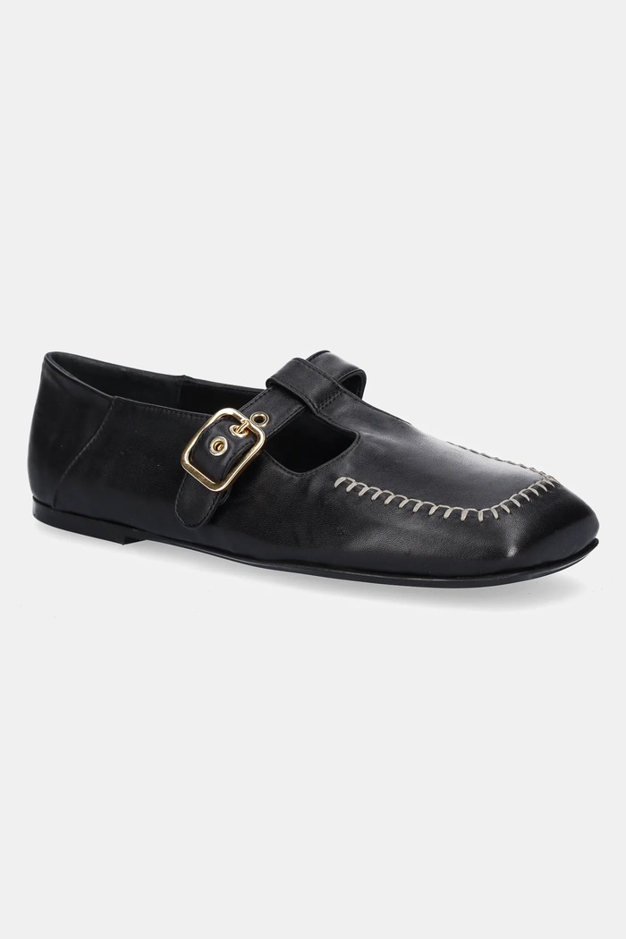 Kožené balerínky AGL Ceramic Shoes čierna D840006PGKA0761013