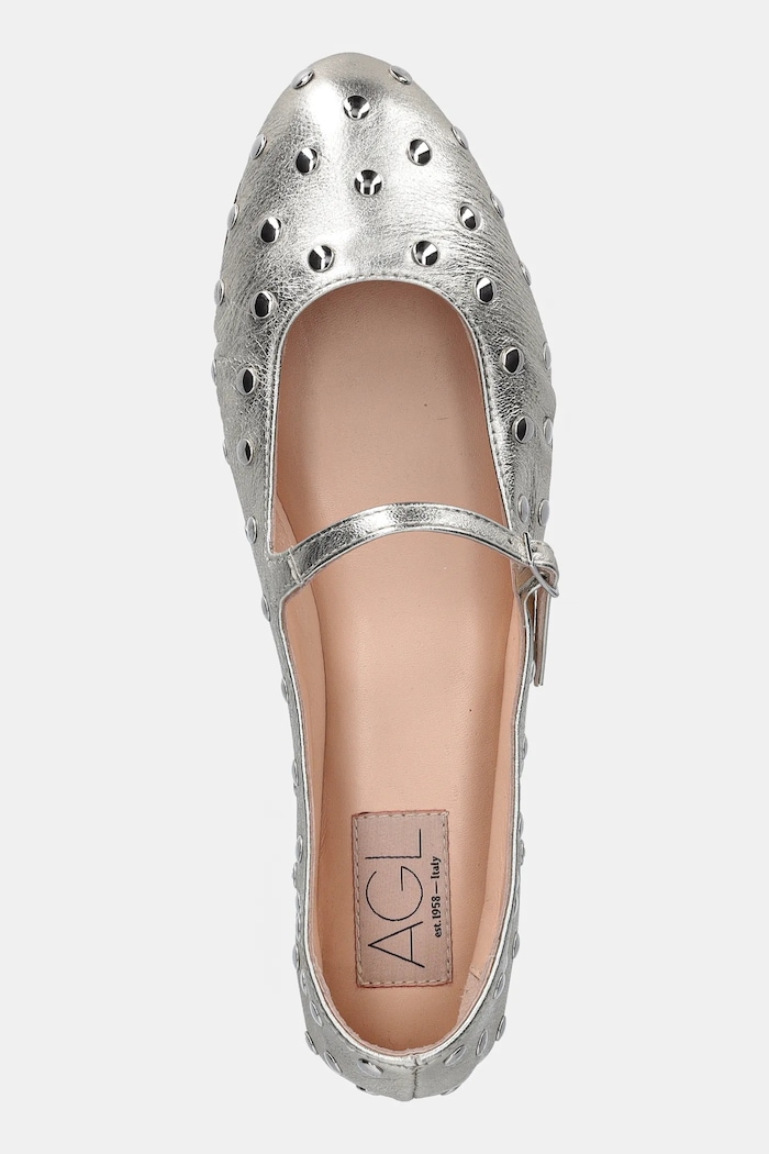 Kožené baleríny AGL Milly Strap stříbrná D544036PCFOILE0244