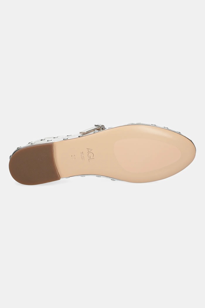 Kožené baleríny AGL Milly Strap D544036PCFOILE0244 stříbrná
