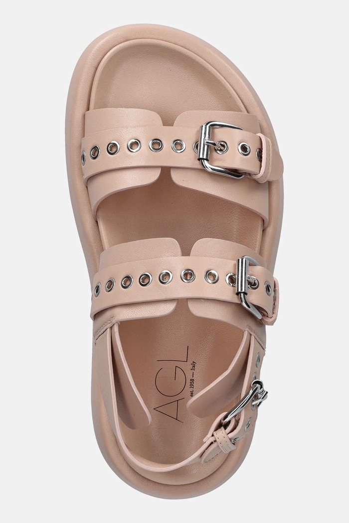 Kožené sandály AGL Gwendoline Sporty béžová D690008PHSOFTY0551