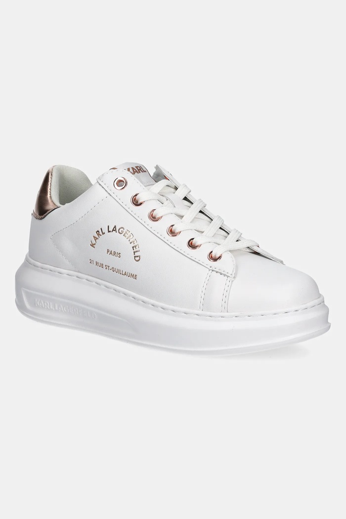 Usnjene superge Karl Lagerfeld KAPRI Zrnato usnje bela KL62538K.01P